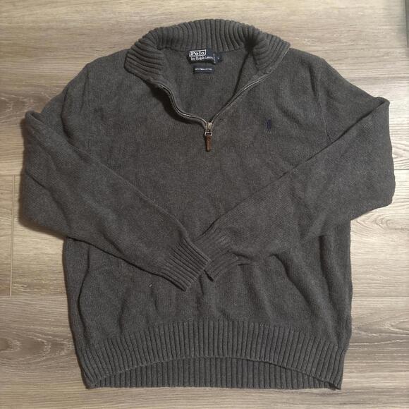 Polo Ralph Lauren Quarter Zip Pullover Sweater Grey Large - Picture 1 of 7